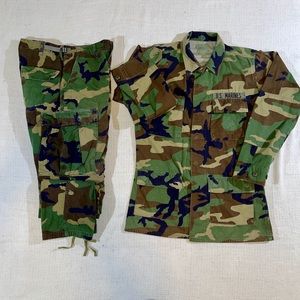 Authentic GI Marine Woodland Camo Ripstop Pants and Jacket. Great for hunting!